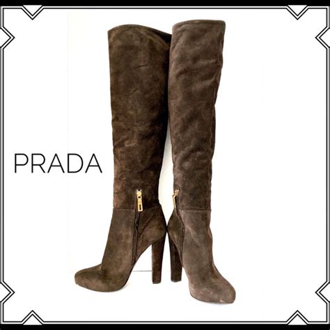 prada boots hoch|Prada suede platform boots.